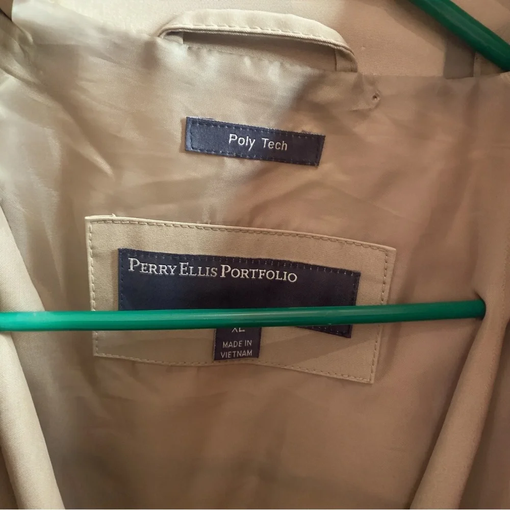 Perry Ellis Portfolio Poly Tech Harrington Jacket Khaki Beige XL - Picture 3 of 6
